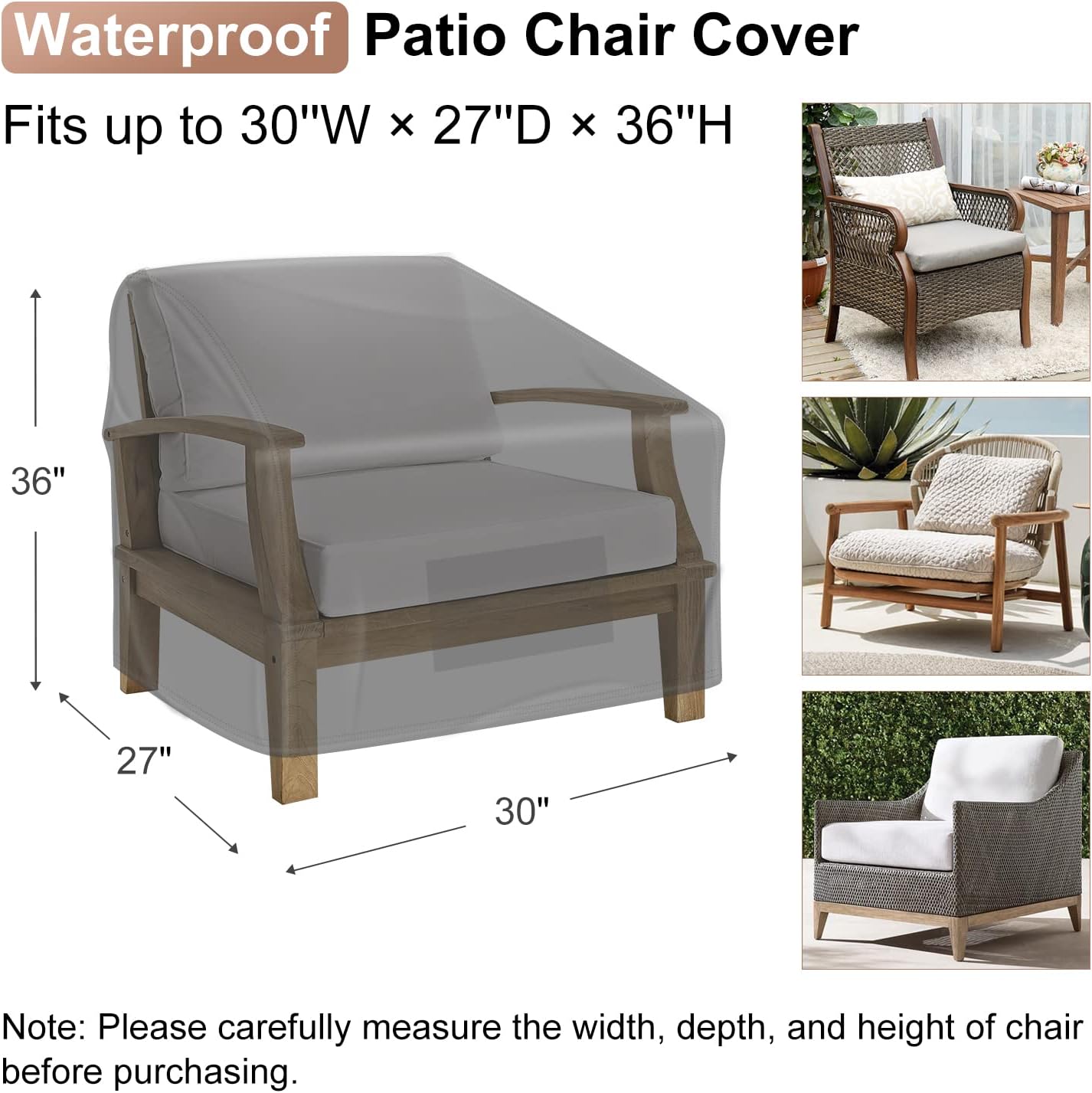 Patio Chair Covers 2 Packs Black