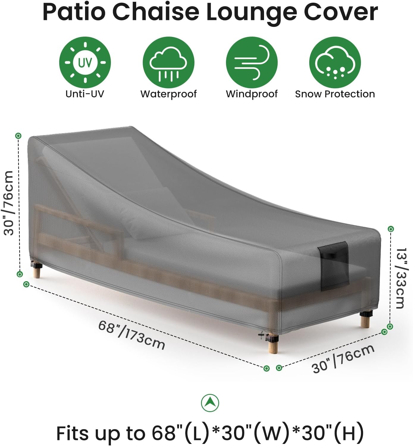 Chaise Lounge Cover 2 Packs Black