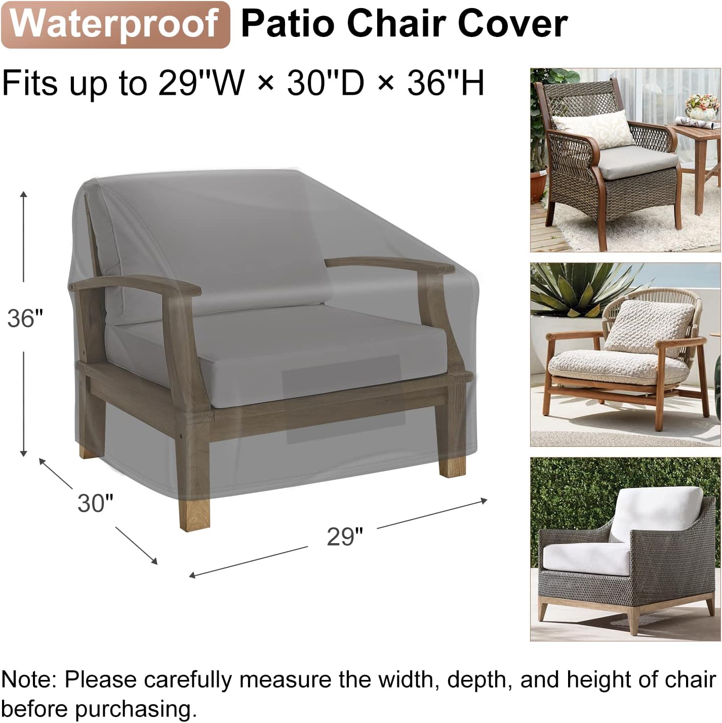 Patio Chair Covers 2 Packs Black