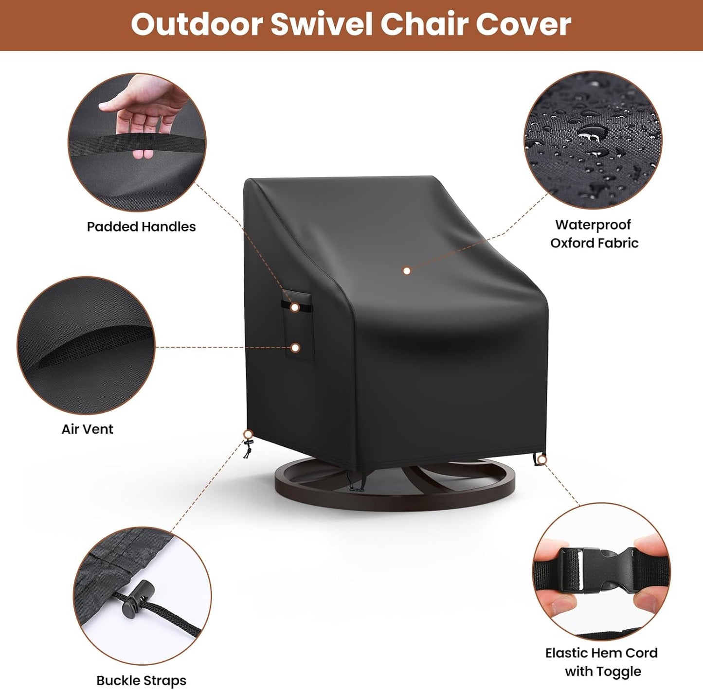Patio Rocking Chair Covers 2 Packs Black