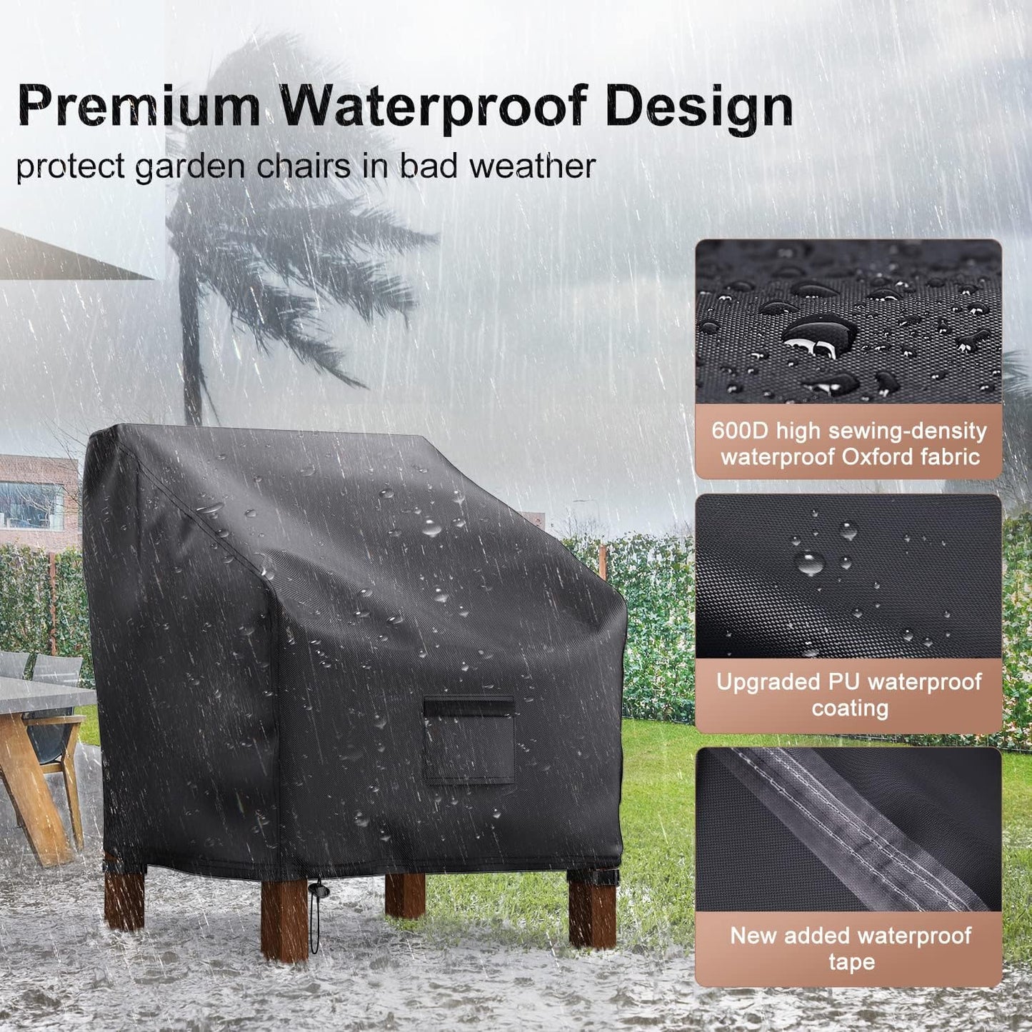 Patio Chair Covers 2 Packs Black