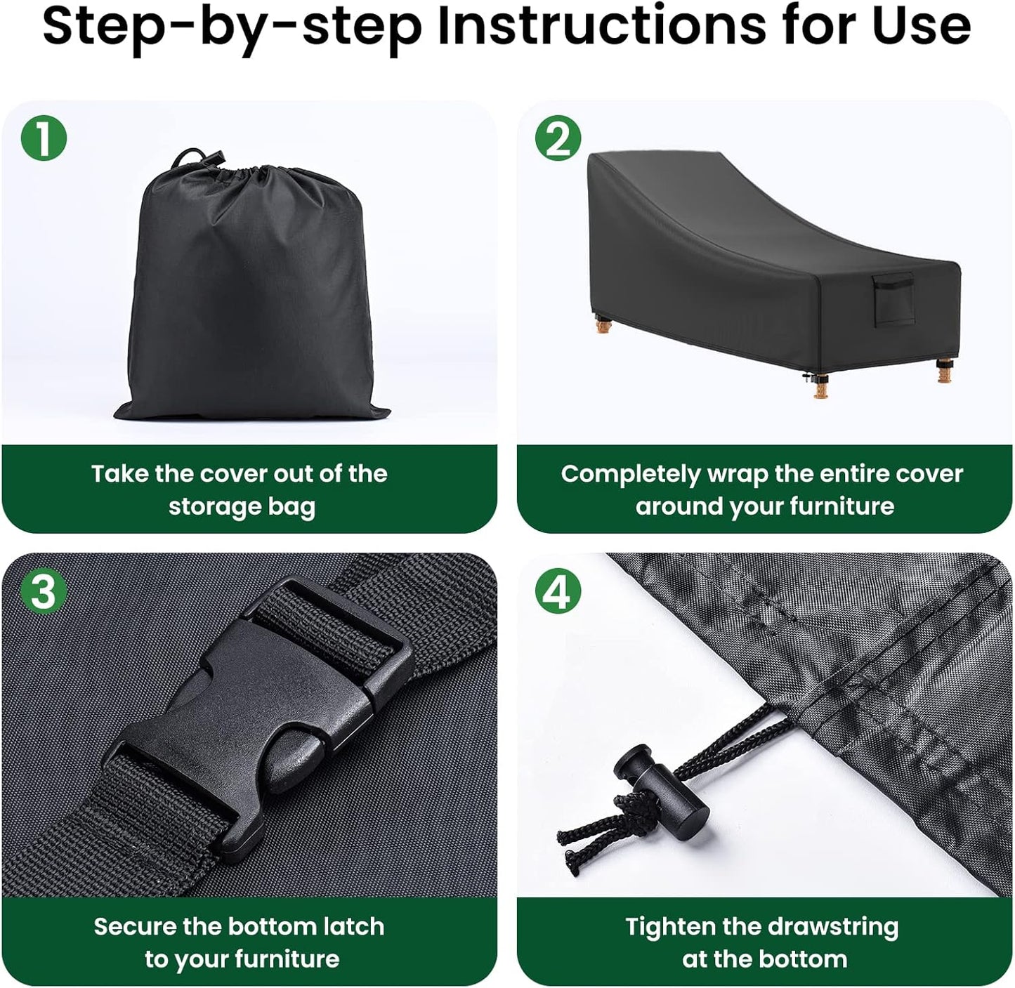 Chaise Lounge Cover 2 Packs Black