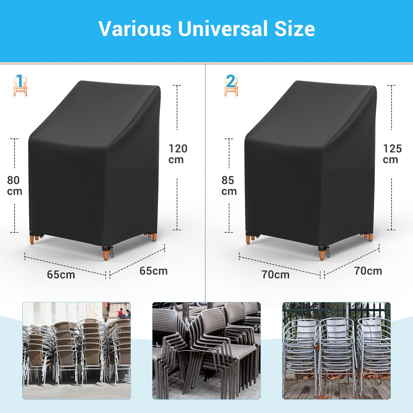 Armorget Garden Stacking Chair Covers 70x70x85/125cm