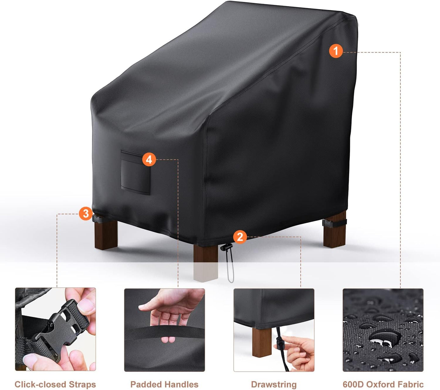 Patio Chair Covers 2 Packs Black