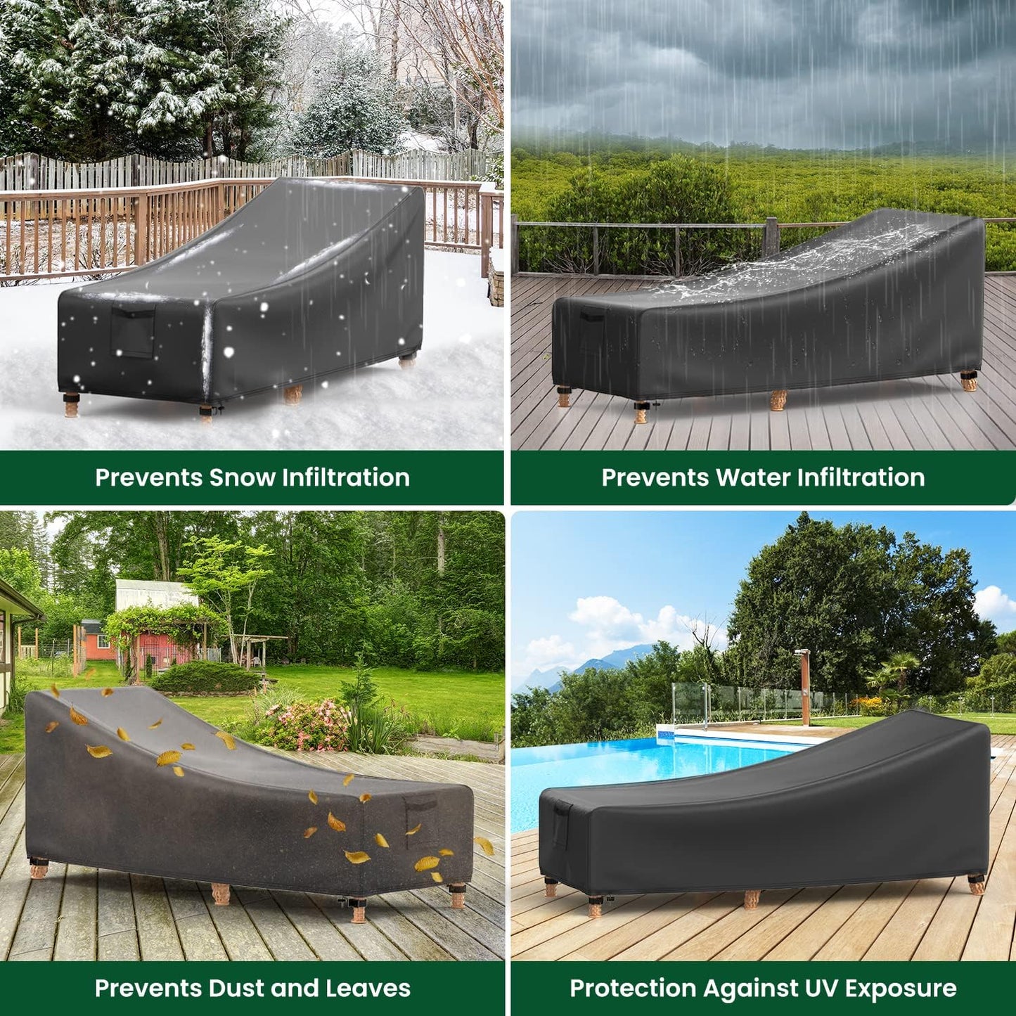 Chaise Lounge Cover 2 Packs Black