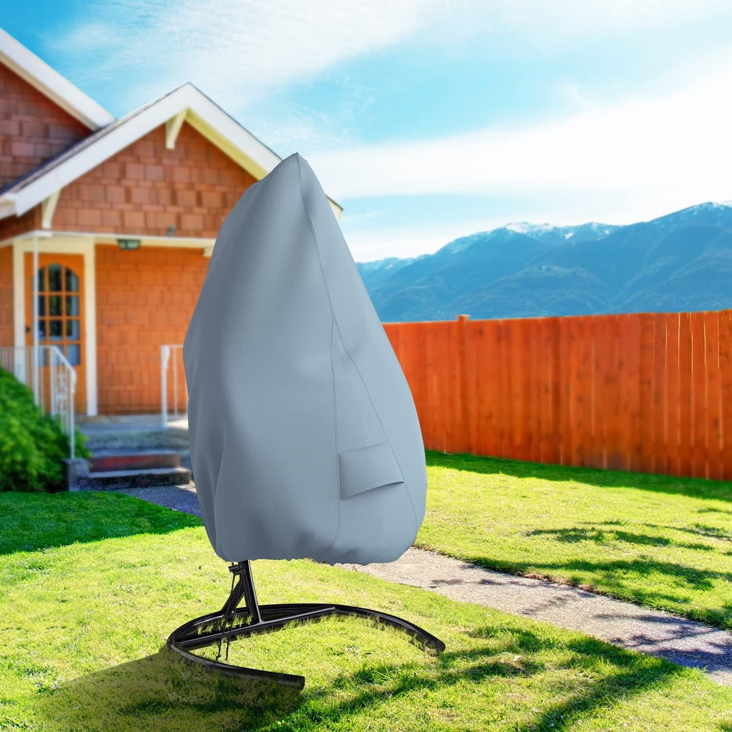 Mrrihand cover hammock chair waterproof with large air outlet 190x115cm, grey protective cover hammock chair with zipper and drawstring, anti-UV tear-resistant Oxford fabric