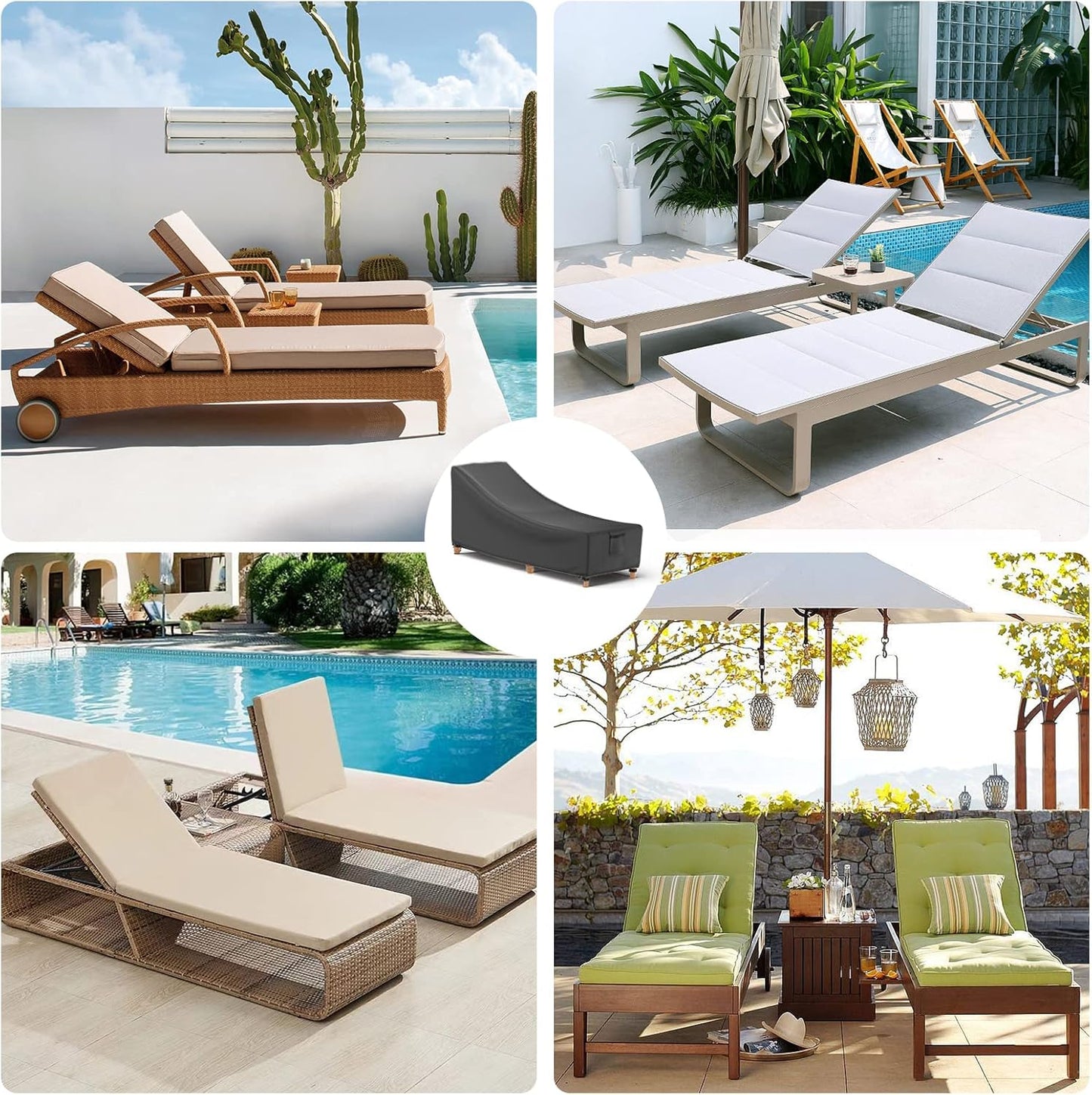 Chaise Lounge Cover 2 Packs Black