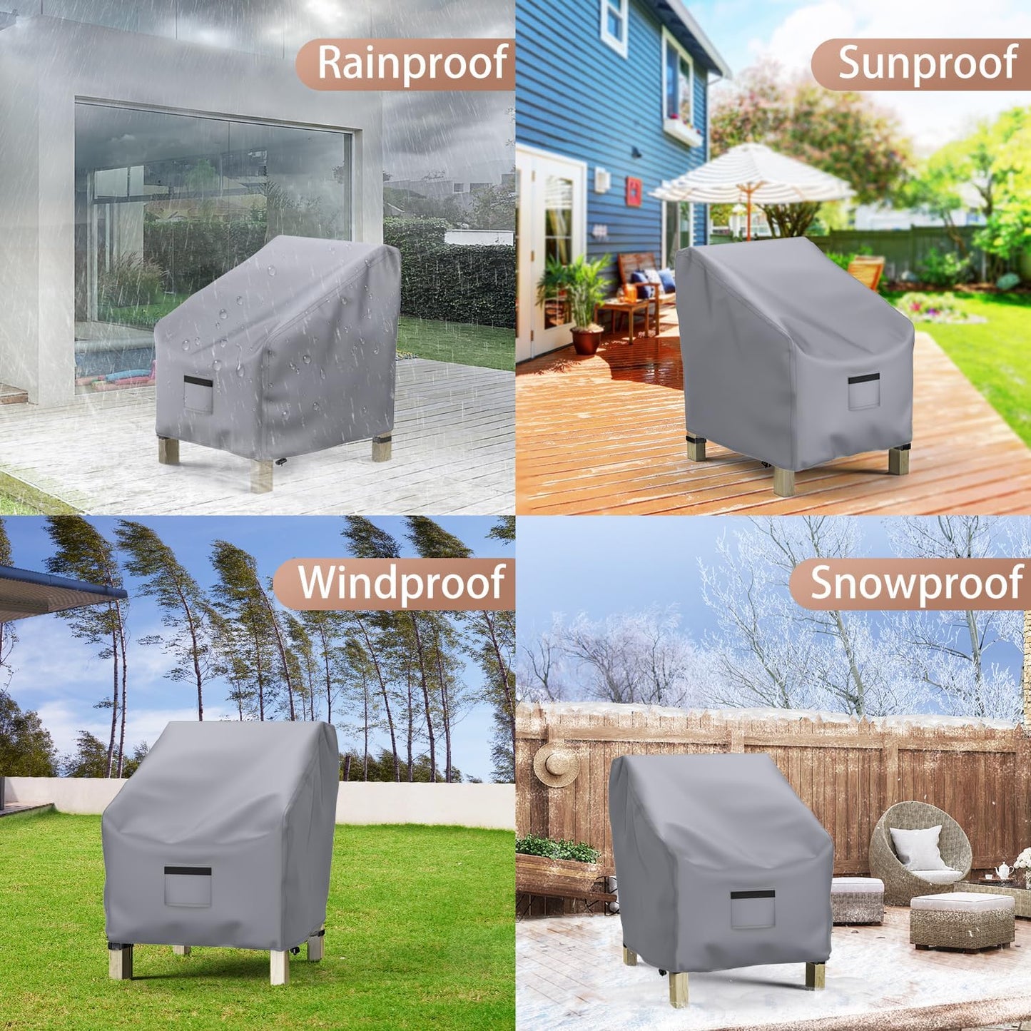 Patio Chair Covers 2 Packs Grey