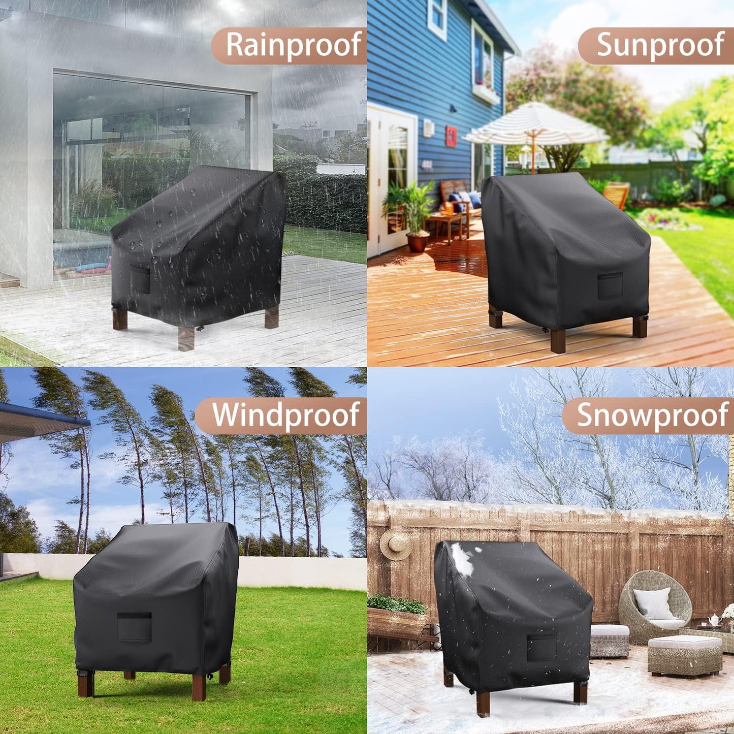 Patio Chair Covers 2 Packs Black