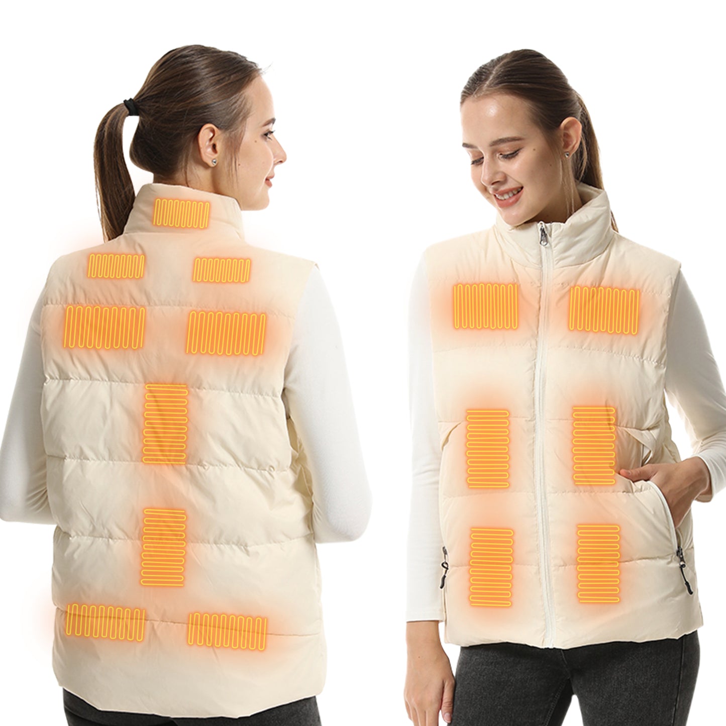 Armorget Heated Down Vest Men Women (White 15 Heating Zones)