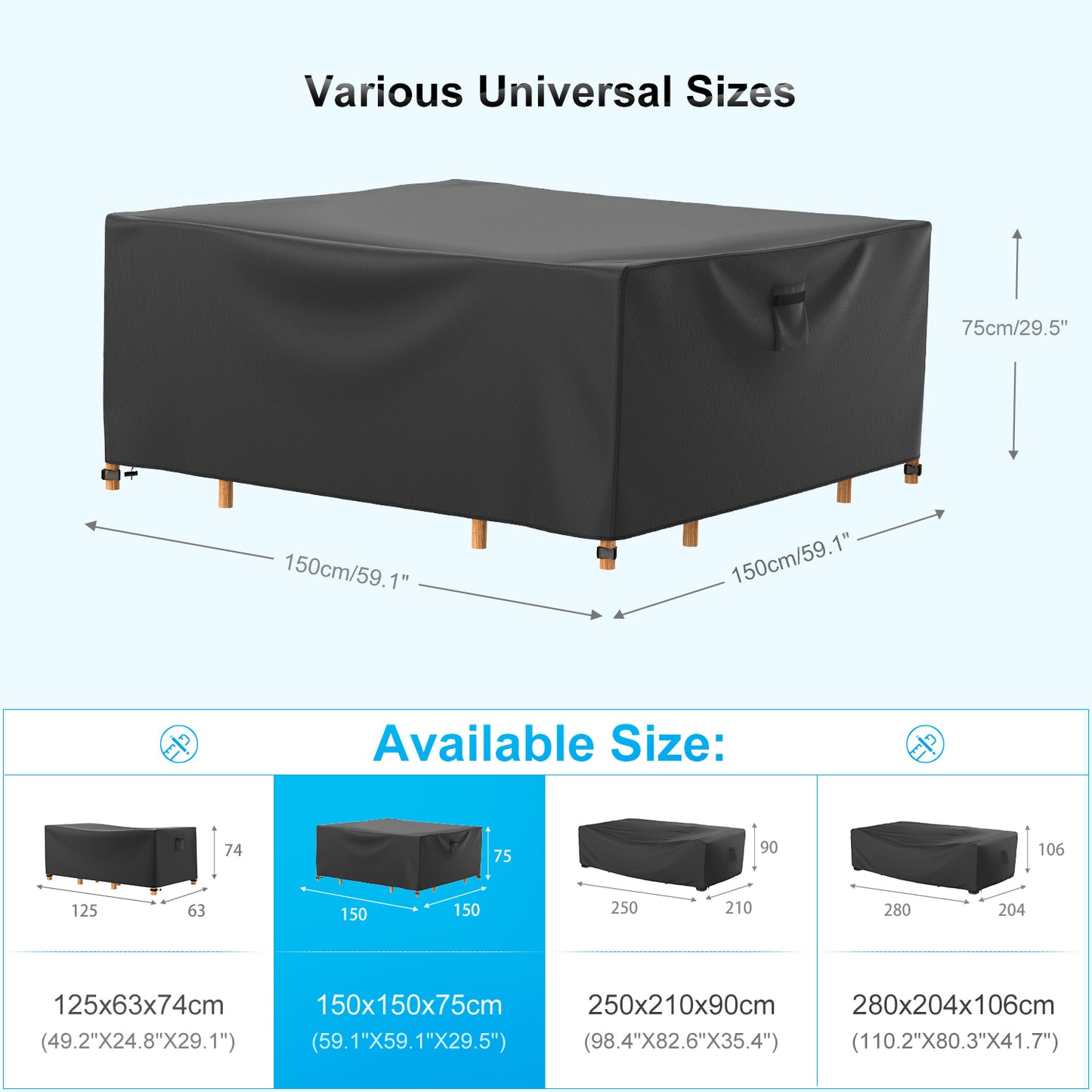 Mrrihand Garden Cube Furniture Covers Waterproof  150x150x75 cm