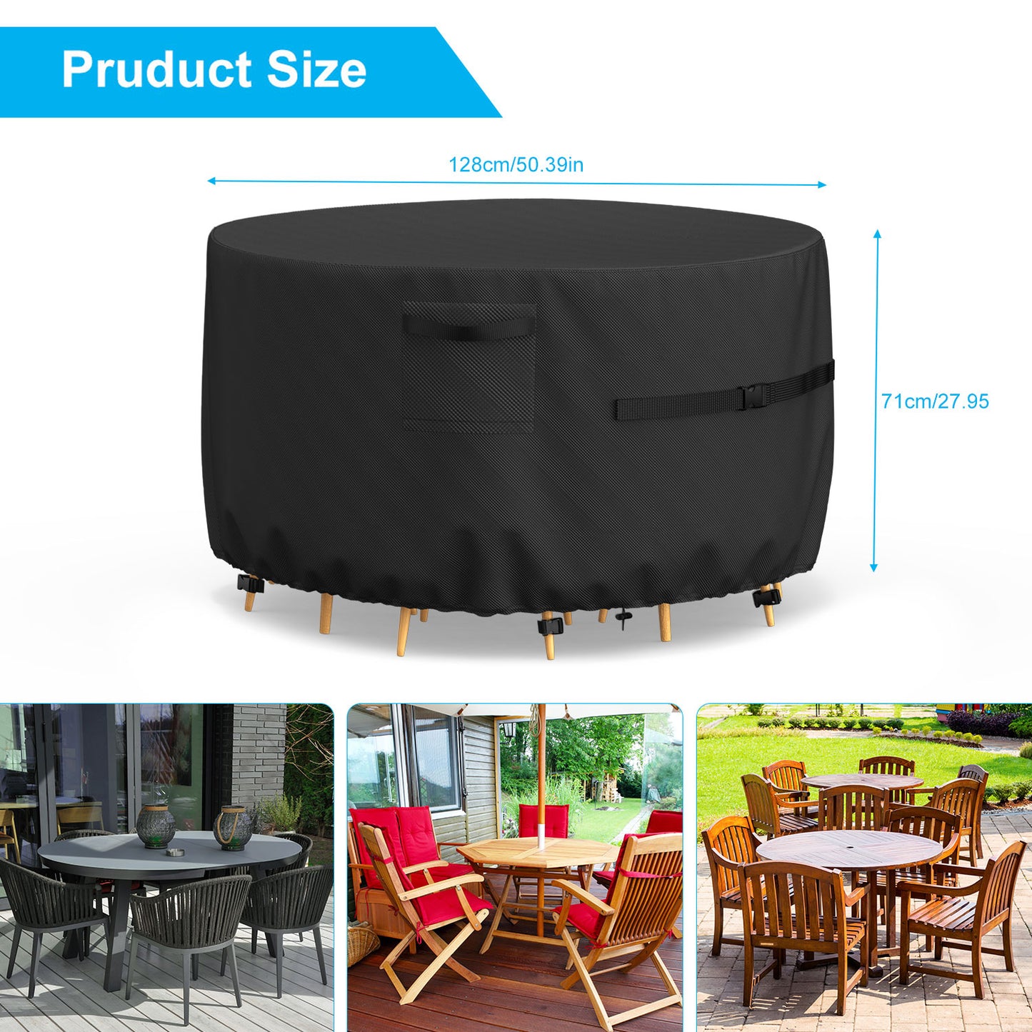 Mrrihand Garden Furniture Covers Round 190x80cm