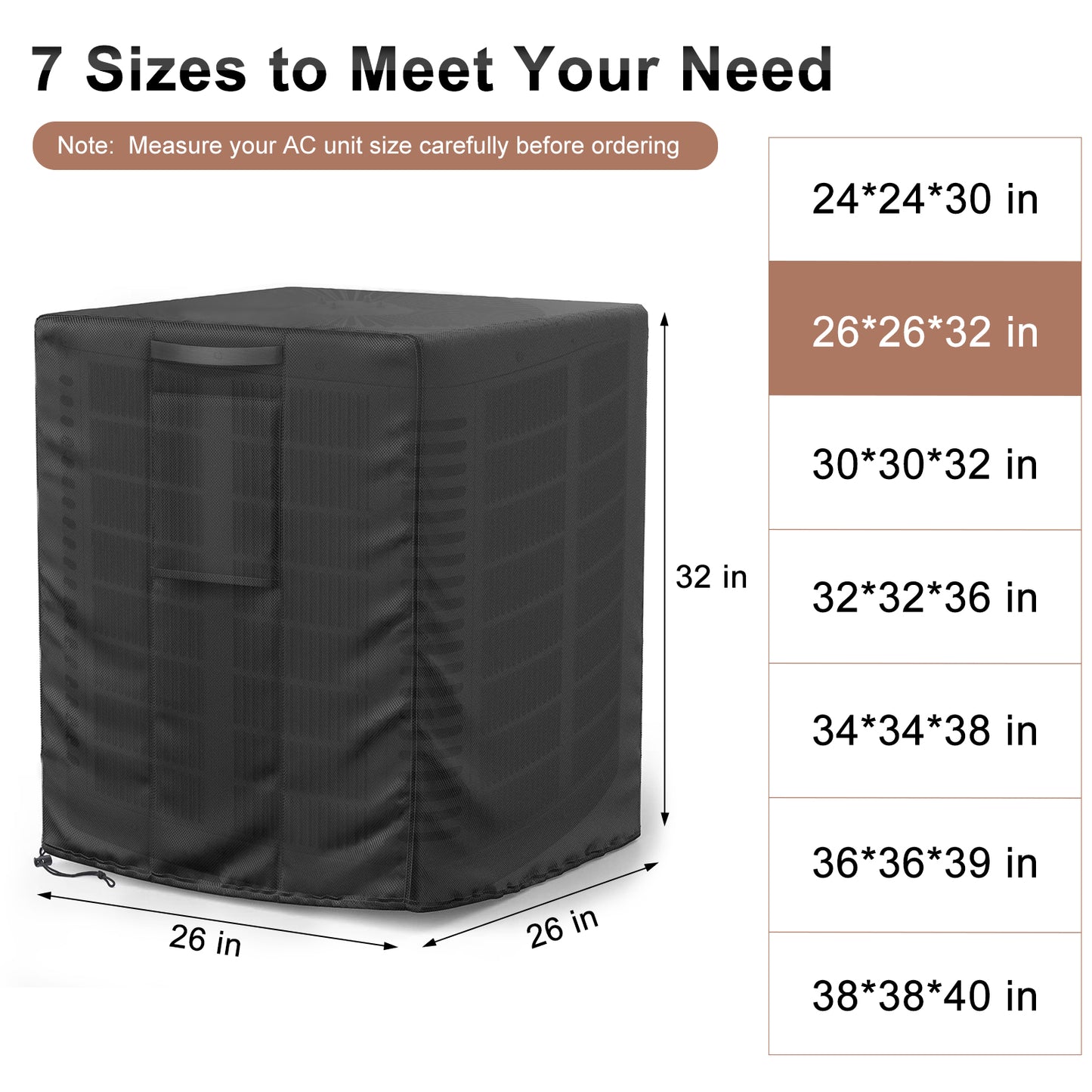 Central Air Conditioner Cover Black