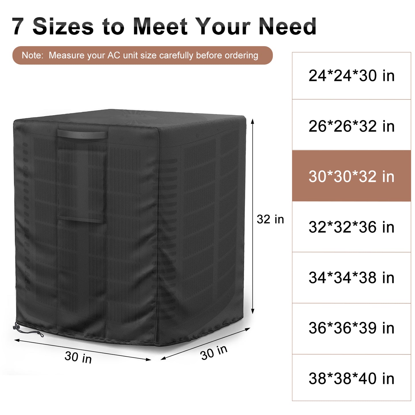 Central Air Conditioner Cover Black