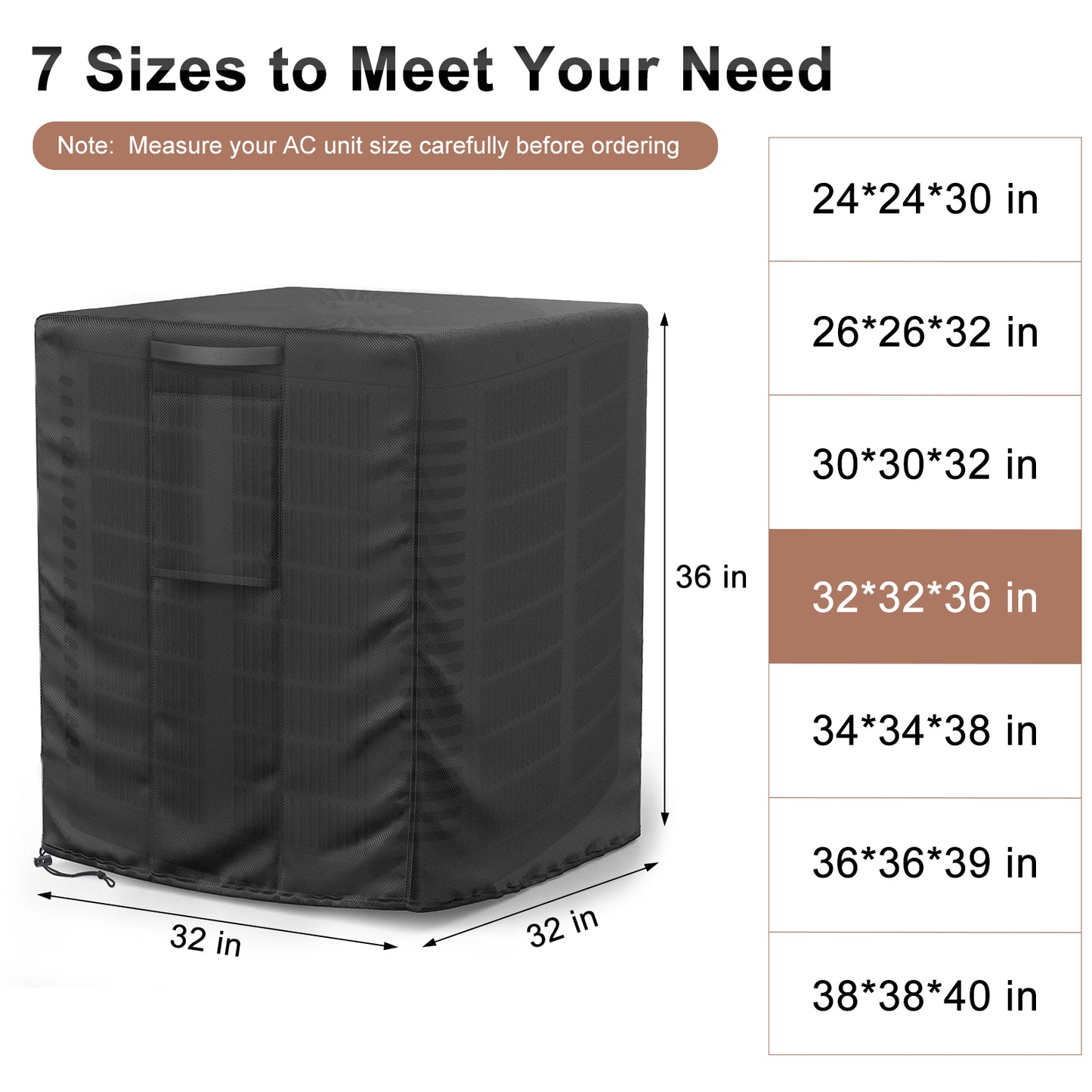 Central Air Conditioner Cover Black