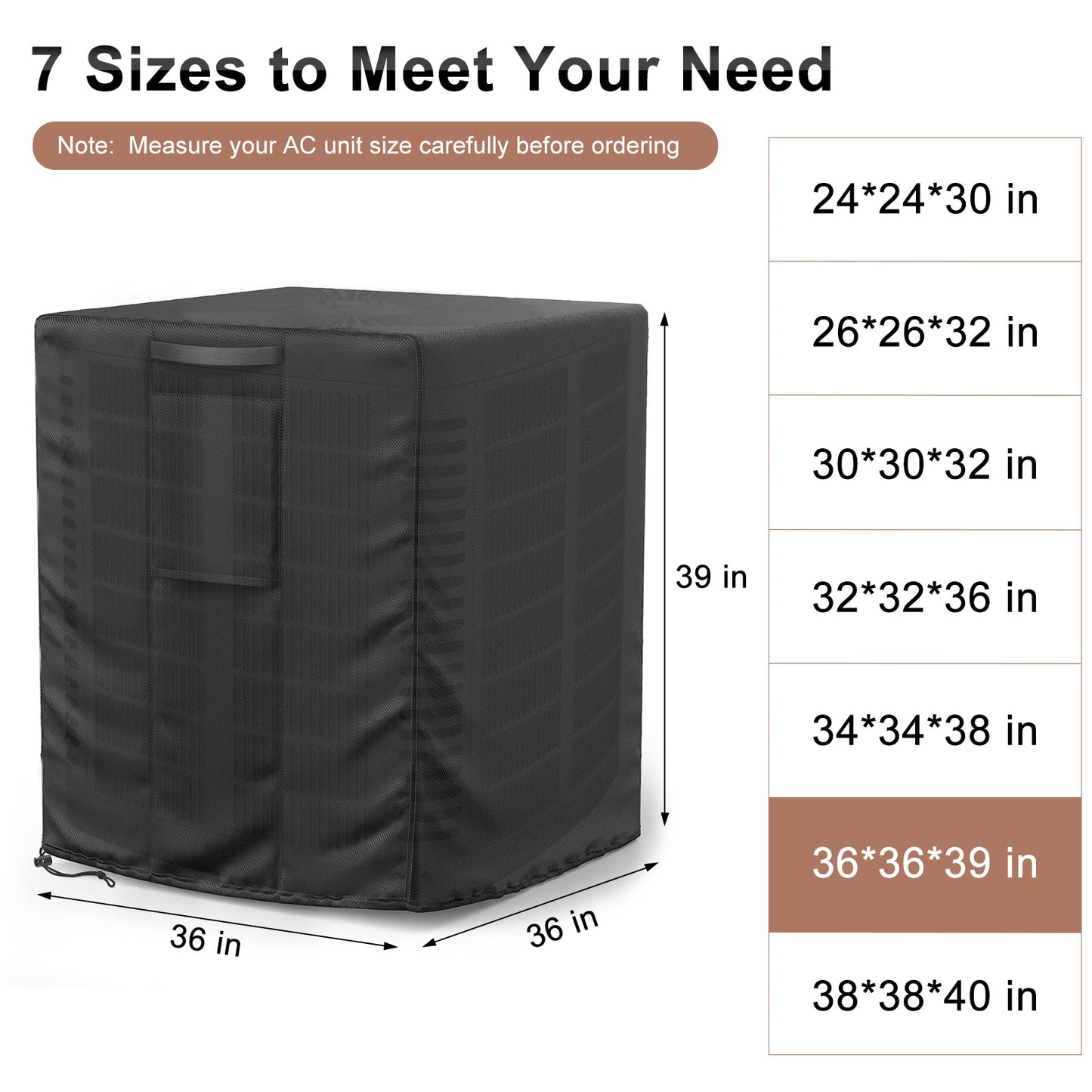 Central Air Conditioner Cover Black