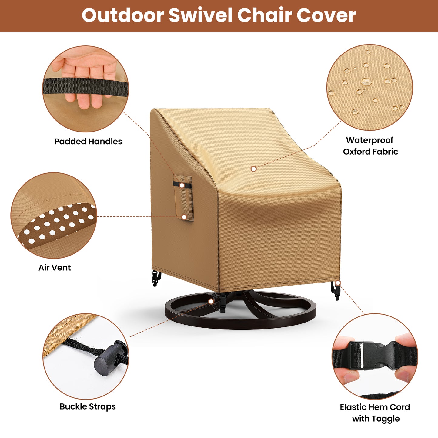 Patio Rocking Chair Covers 2 Packs Beige