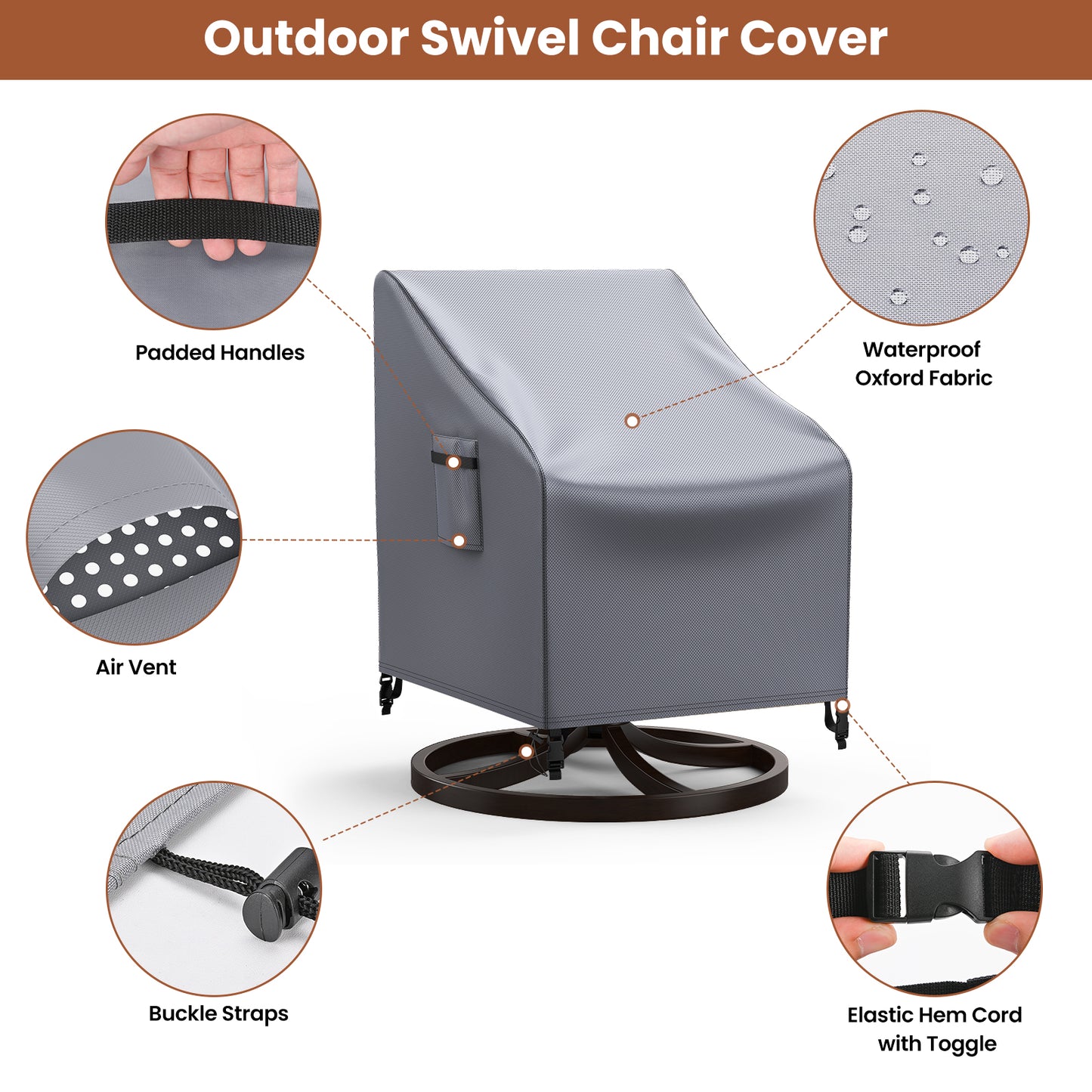 Patio Rocking Chair Covers 2 Packs Grey