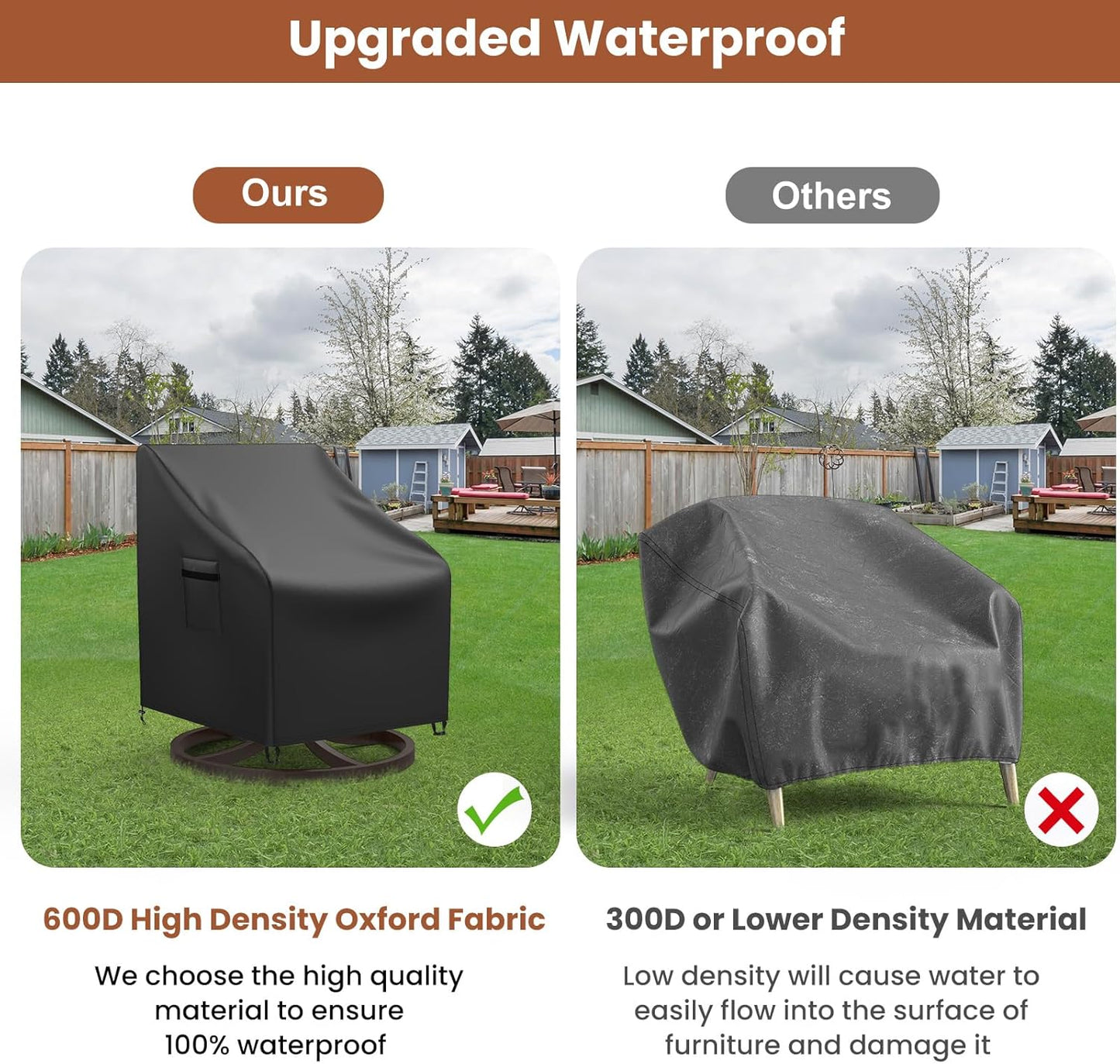 Patio Rocking Chair Covers 2 Packs Black