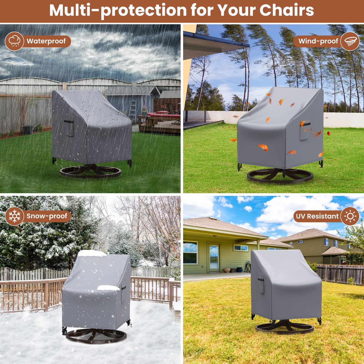 Patio Rocking Chair Covers 2 Packs Grey