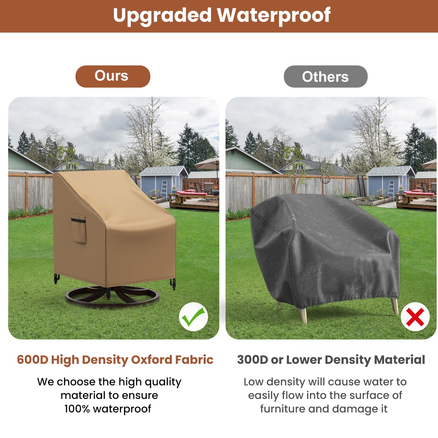 Patio Rocking Chair Covers 2 Packs Beige