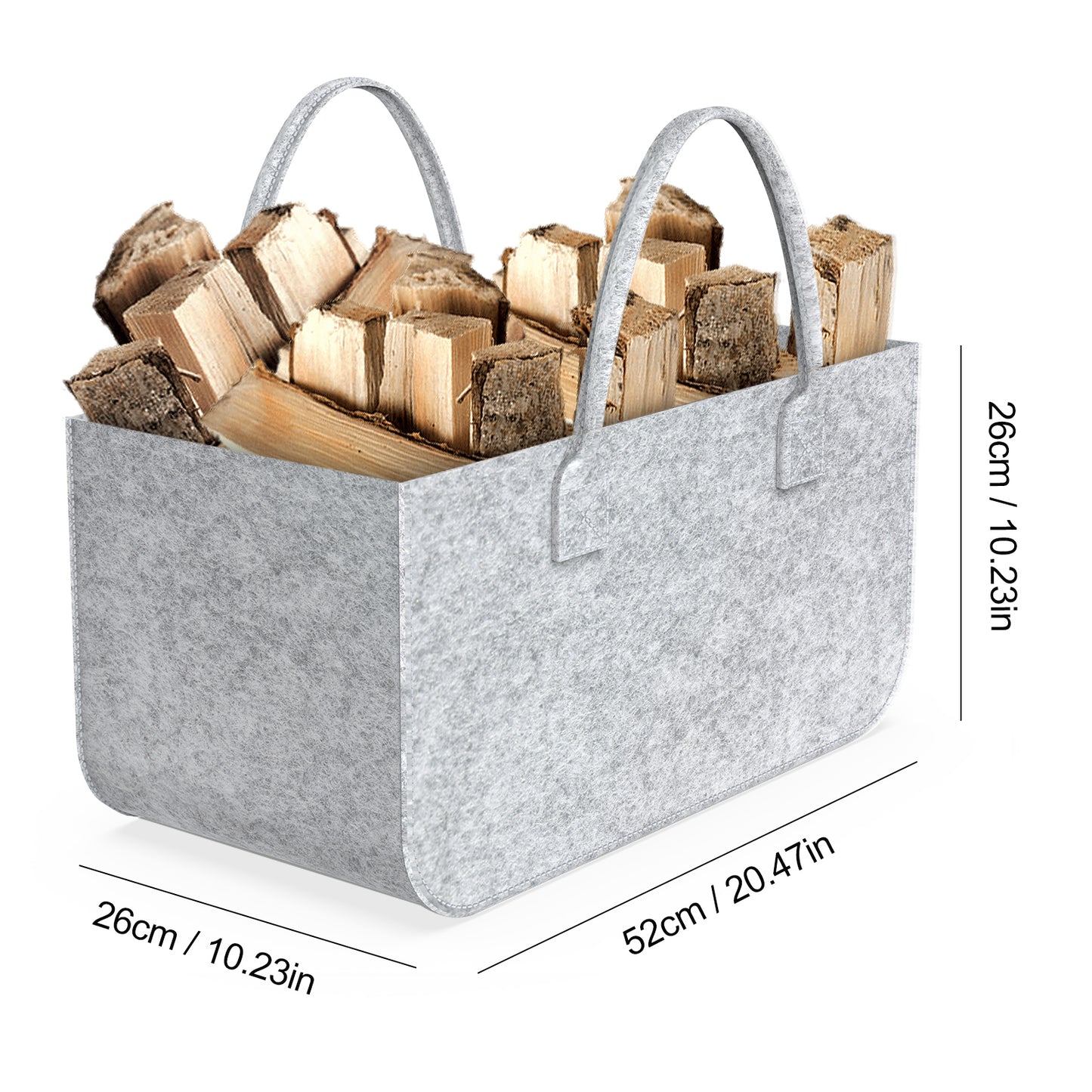 Mrrihand Felt Firewood Basket 2 Pieces 52*26*26cm