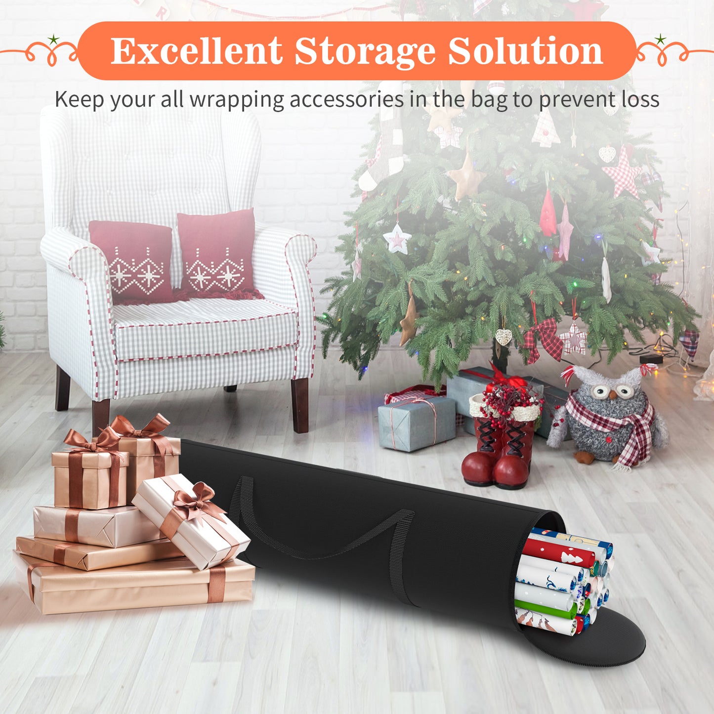 Mrrihand 600D Heavy Duty Wrapping Paper Storage Bag Tear-Proof, 79x22φ cm