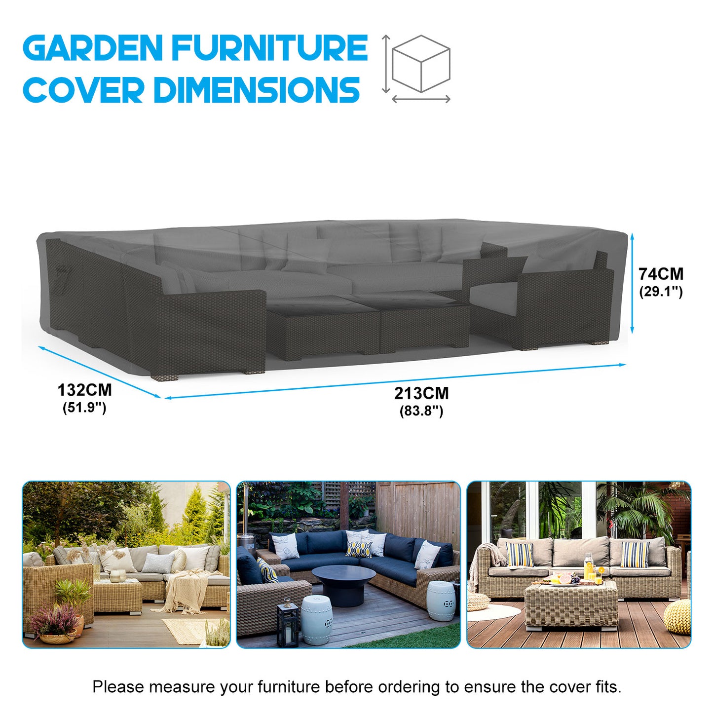 Mrrihand Winter Garden Furniture Cover 213 x 132 x 74 cm