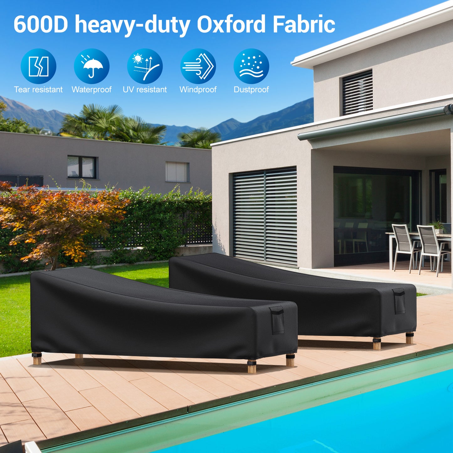 Mrrihand Garden Sunbed Covers Waterproof 200x75x40/70cm