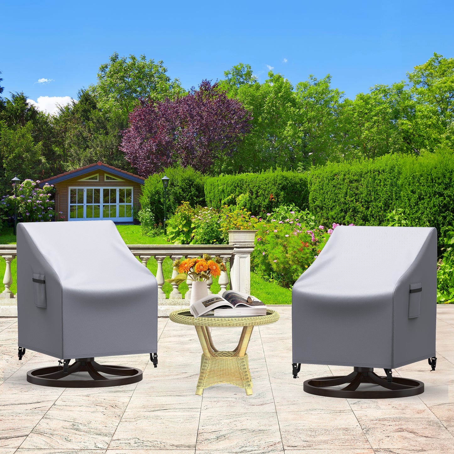 Patio Rocking Chair Covers 2 Packs Grey