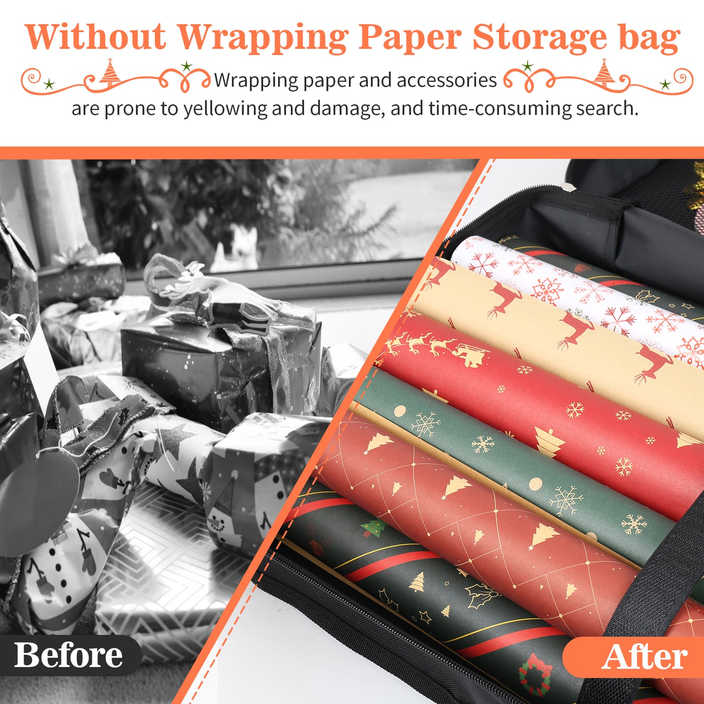 Mrrihand 600D Heavy Duty Wrapping Paper Storage Bag 82x13x34cm