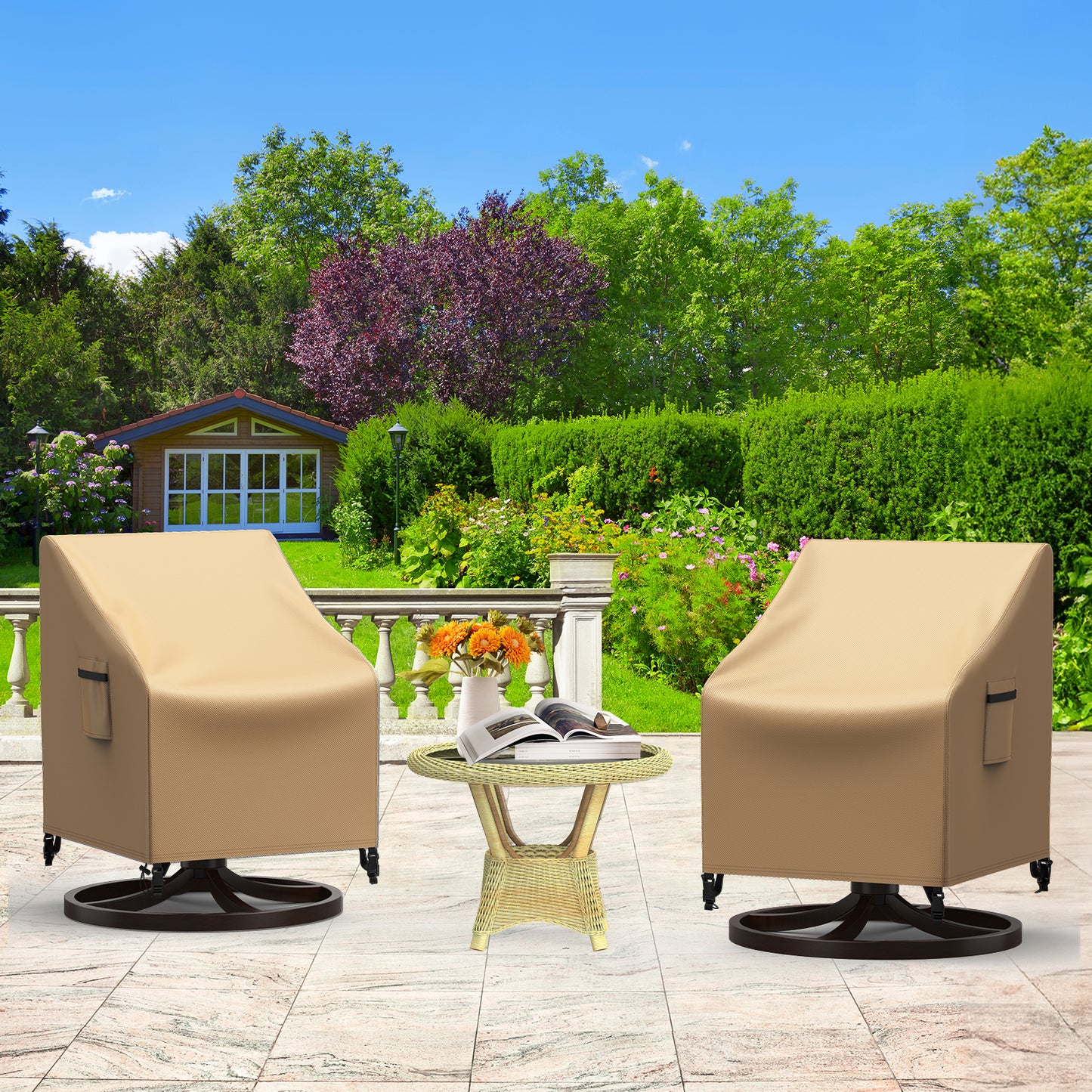 Patio Rocking Chair Covers 2 Packs Beige