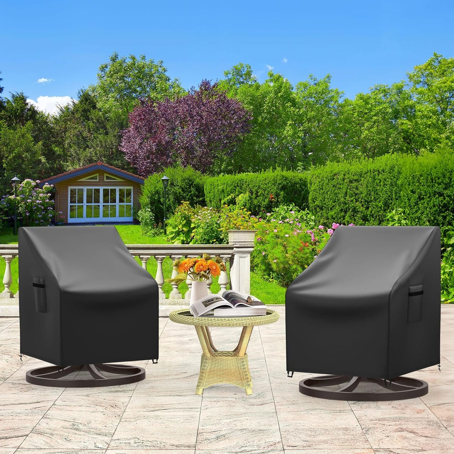 Patio Rocking Chair Covers 2 Packs Black